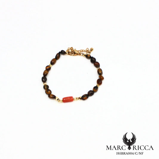 Bracelet pierres et corail en acier