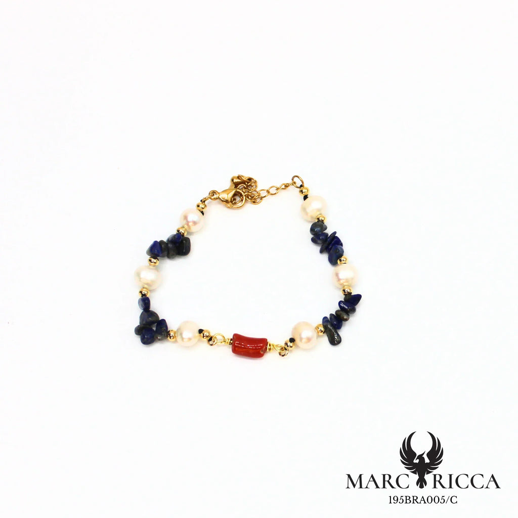Bracelet en acier perles et corail tube