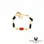 Bracelet en acier perles et corail tube
