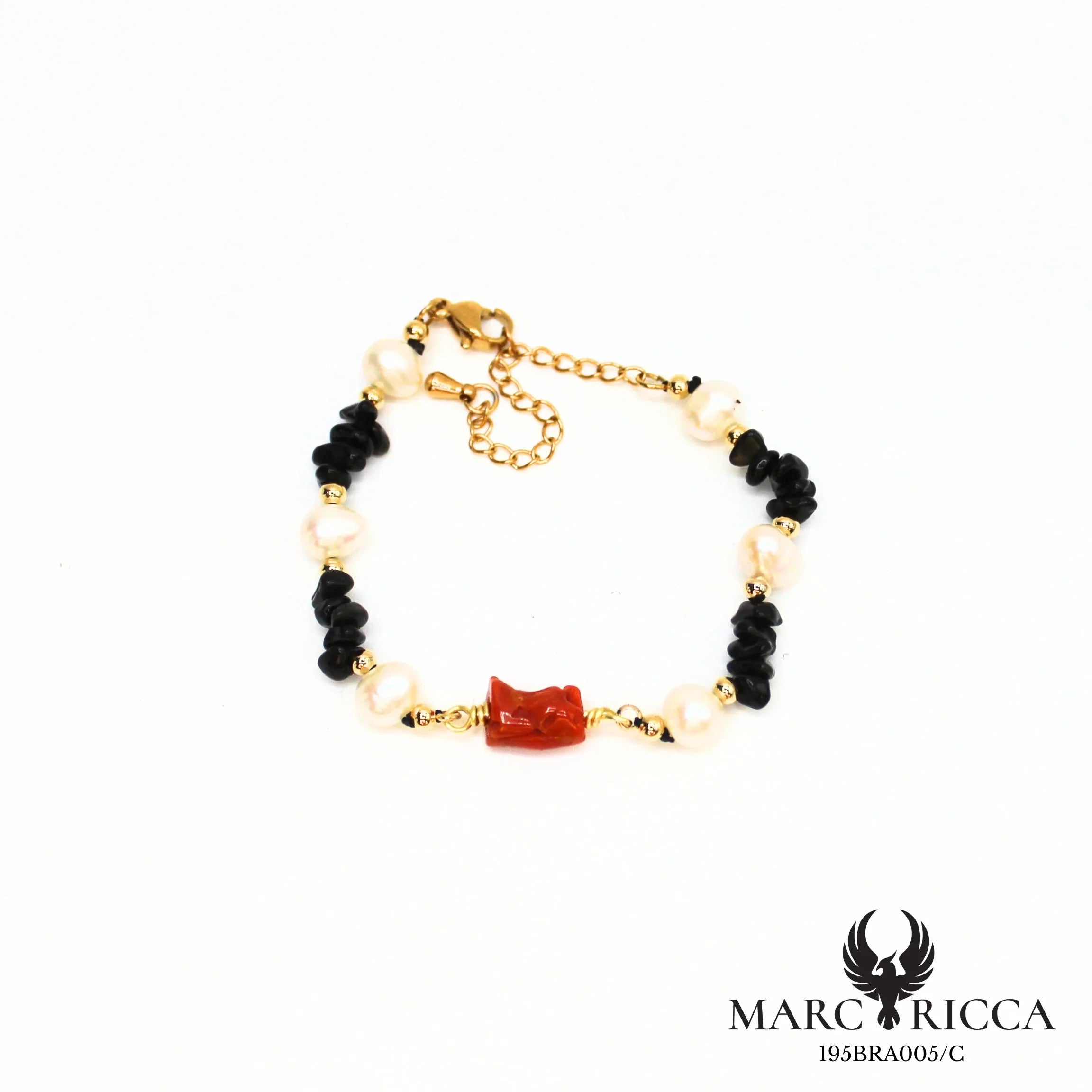 Bracelet en acier perles et corail tube