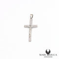 Pendentif croix avec Christ en argent et zirconium