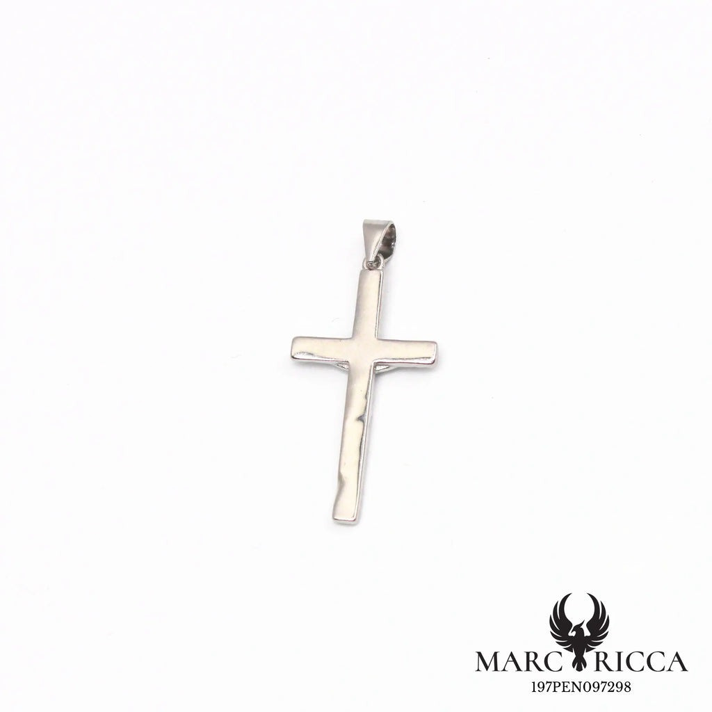 Pendentif croix avec Christ en argent et zirconium