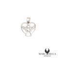 Pendentif cœur avec ange en argent et zirconium