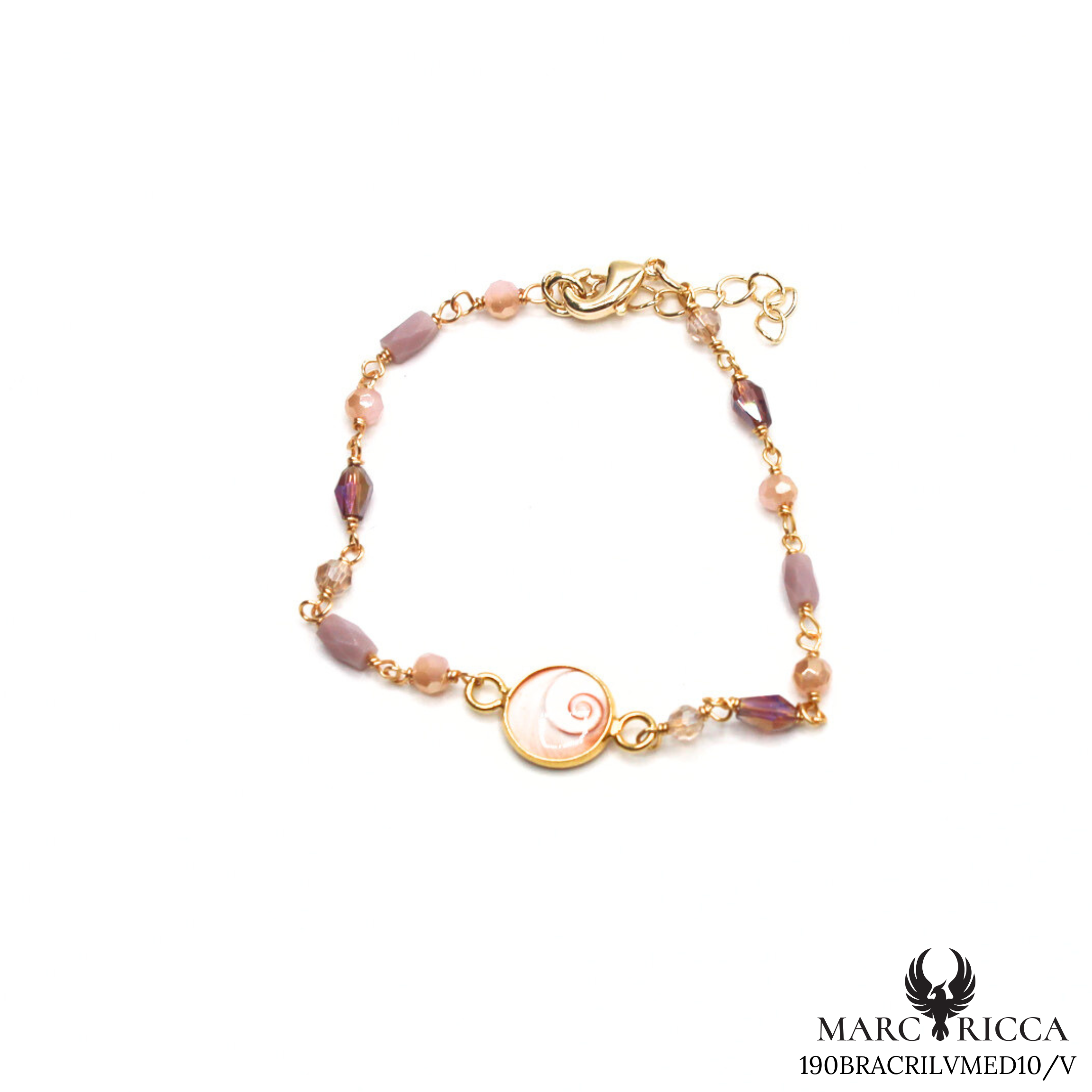 Bracelet perles de cristal avec Œil de Sainte Lucie en Vermeil
