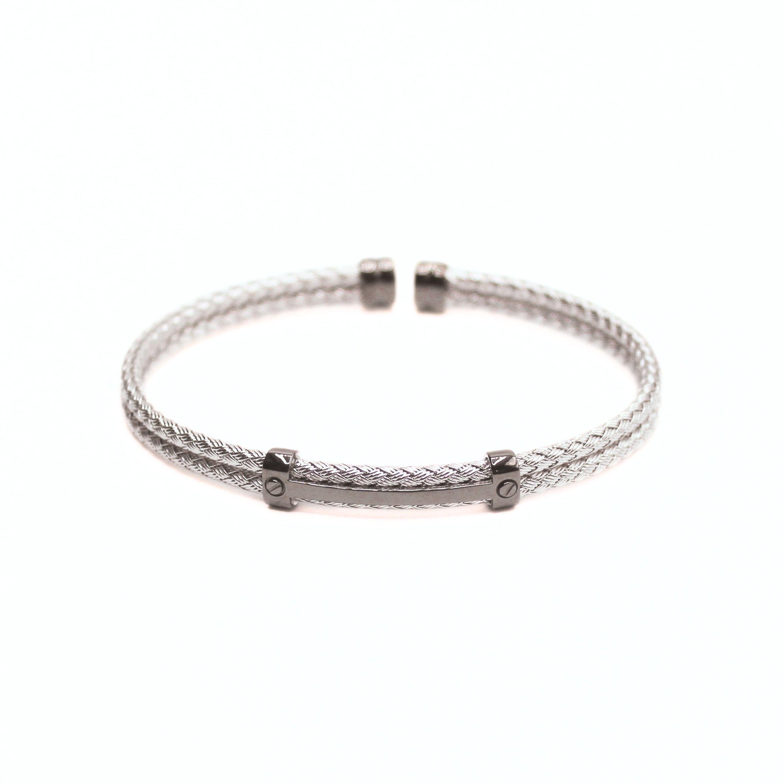 Bracelet Argent tressé, motif barrette - Valenzi