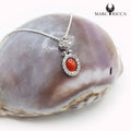 Pendentif Argent Ovale Corail & Strass