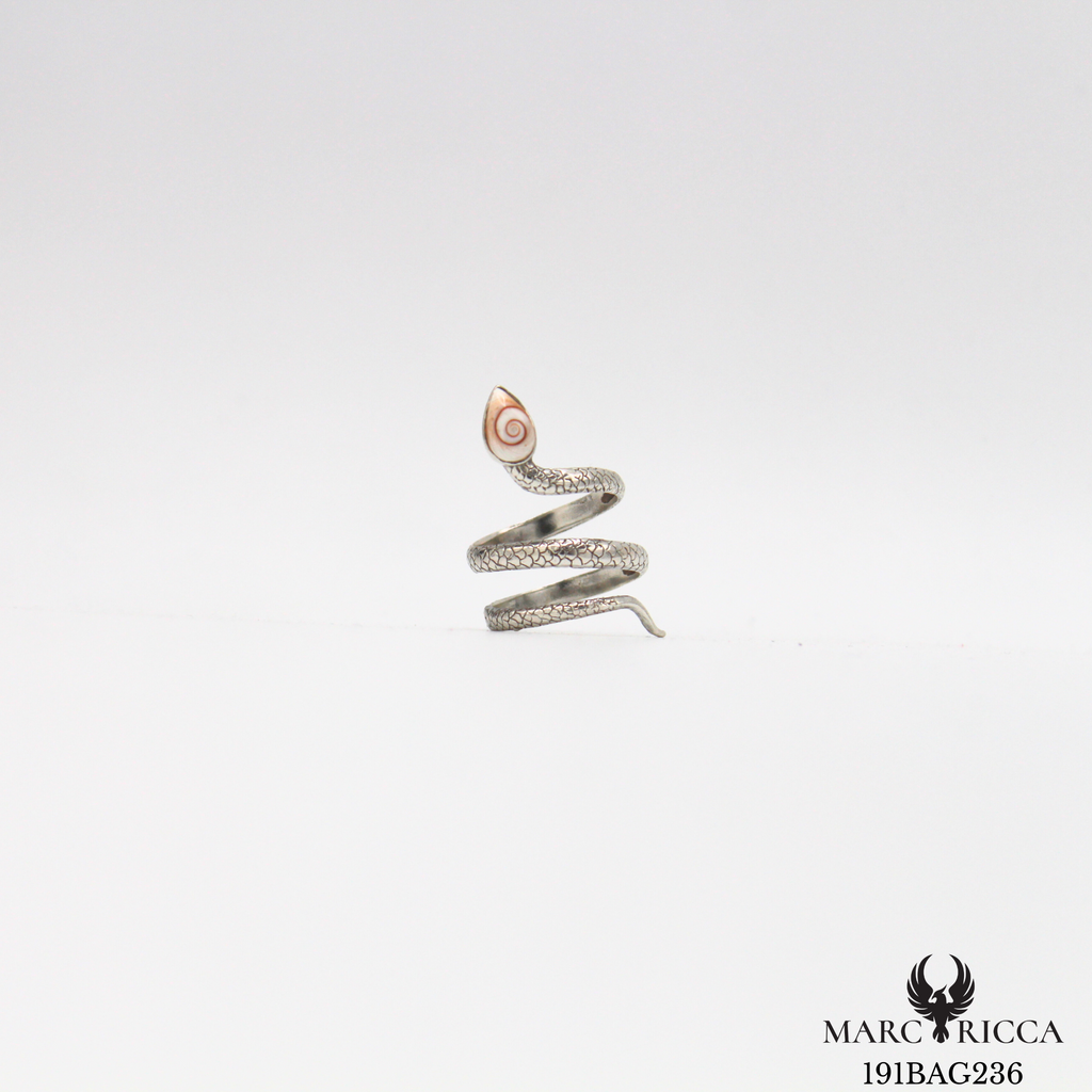 Bague serpent réglable œil de Sainte Lucie et argent