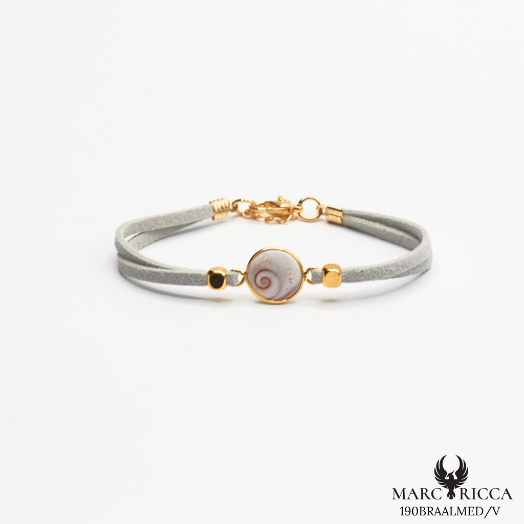 Bracelet en Argent / Vermeil et alcantara avec Œil de Sainte Lucie