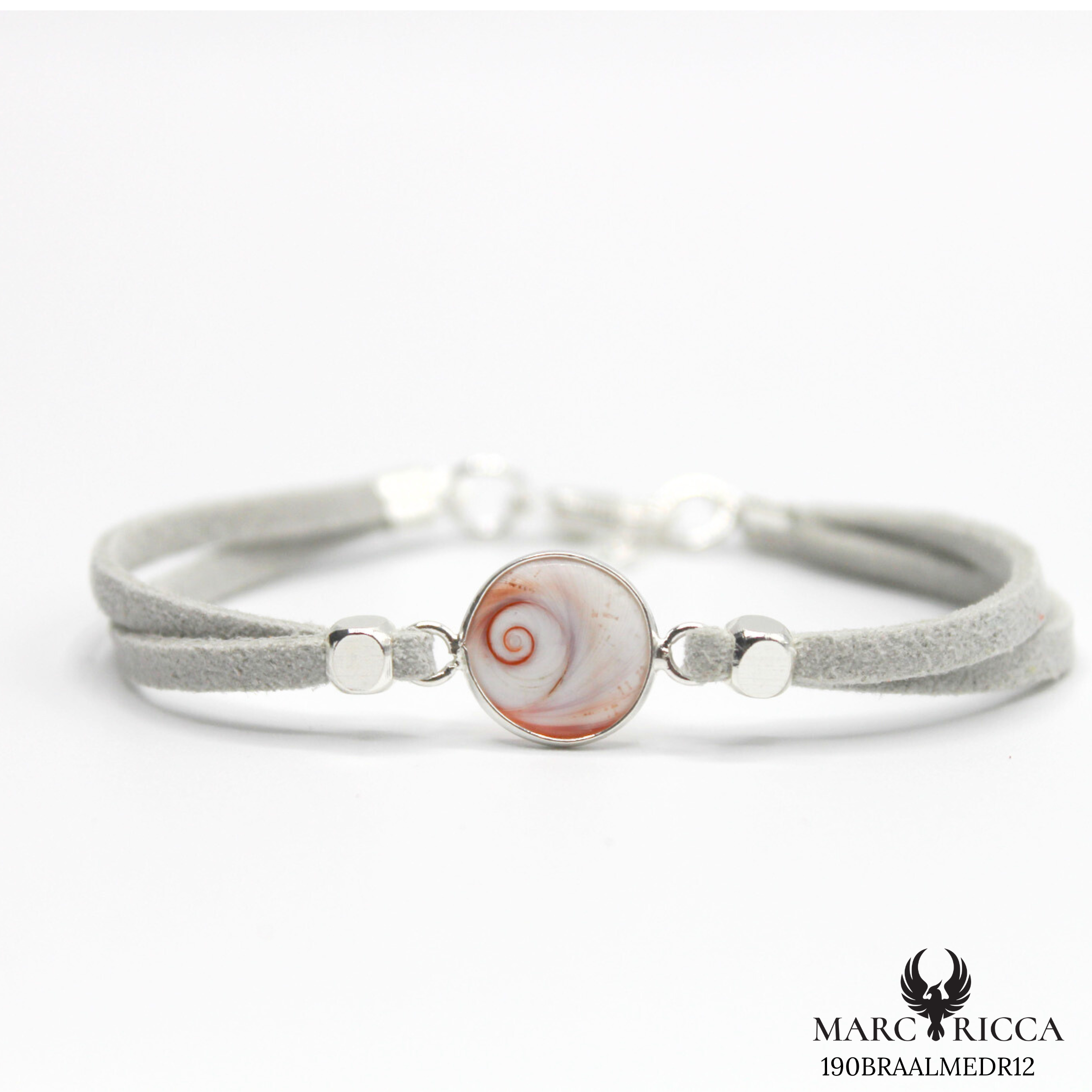 Bracelet en Argent / Vermeil et alcantara avec Œil de Sainte Lucie