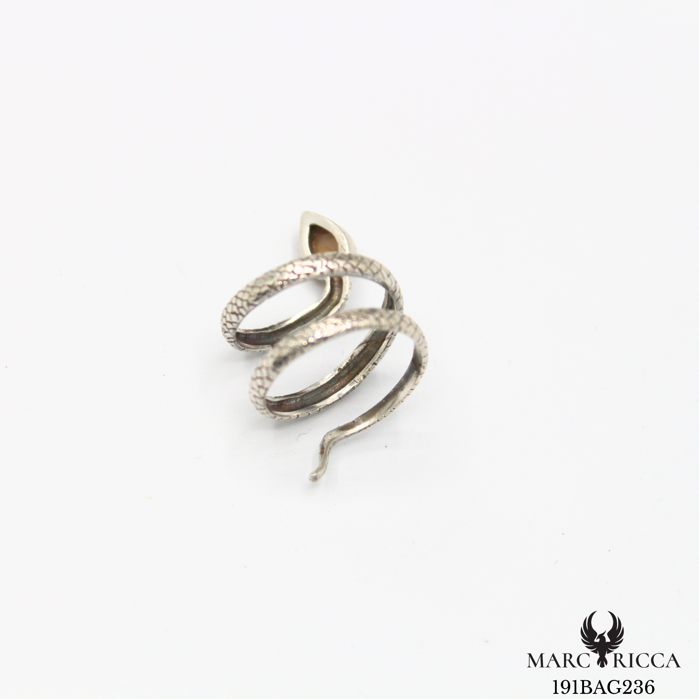 Bague serpent réglable œil de Sainte Lucie et argent