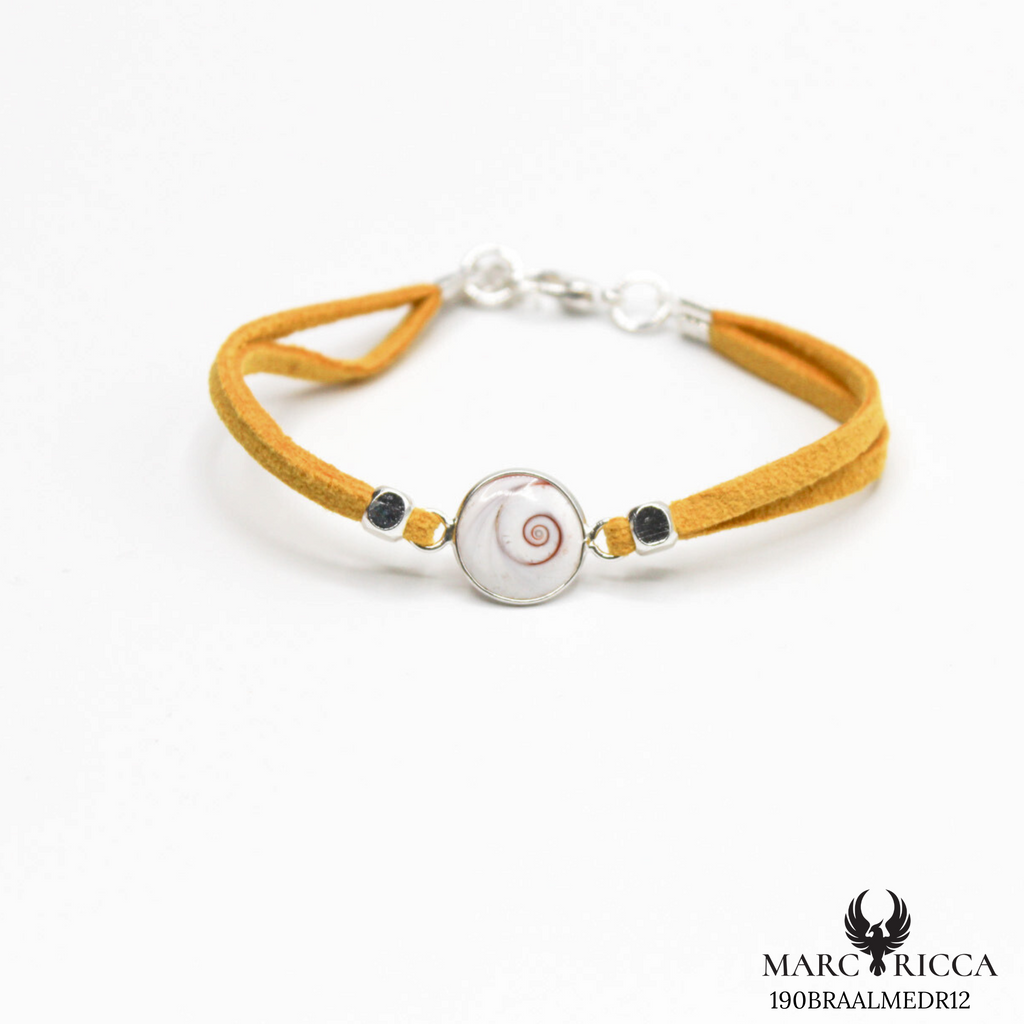 Bracelet en Argent / Vermeil et alcantara avec Œil de Sainte Lucie