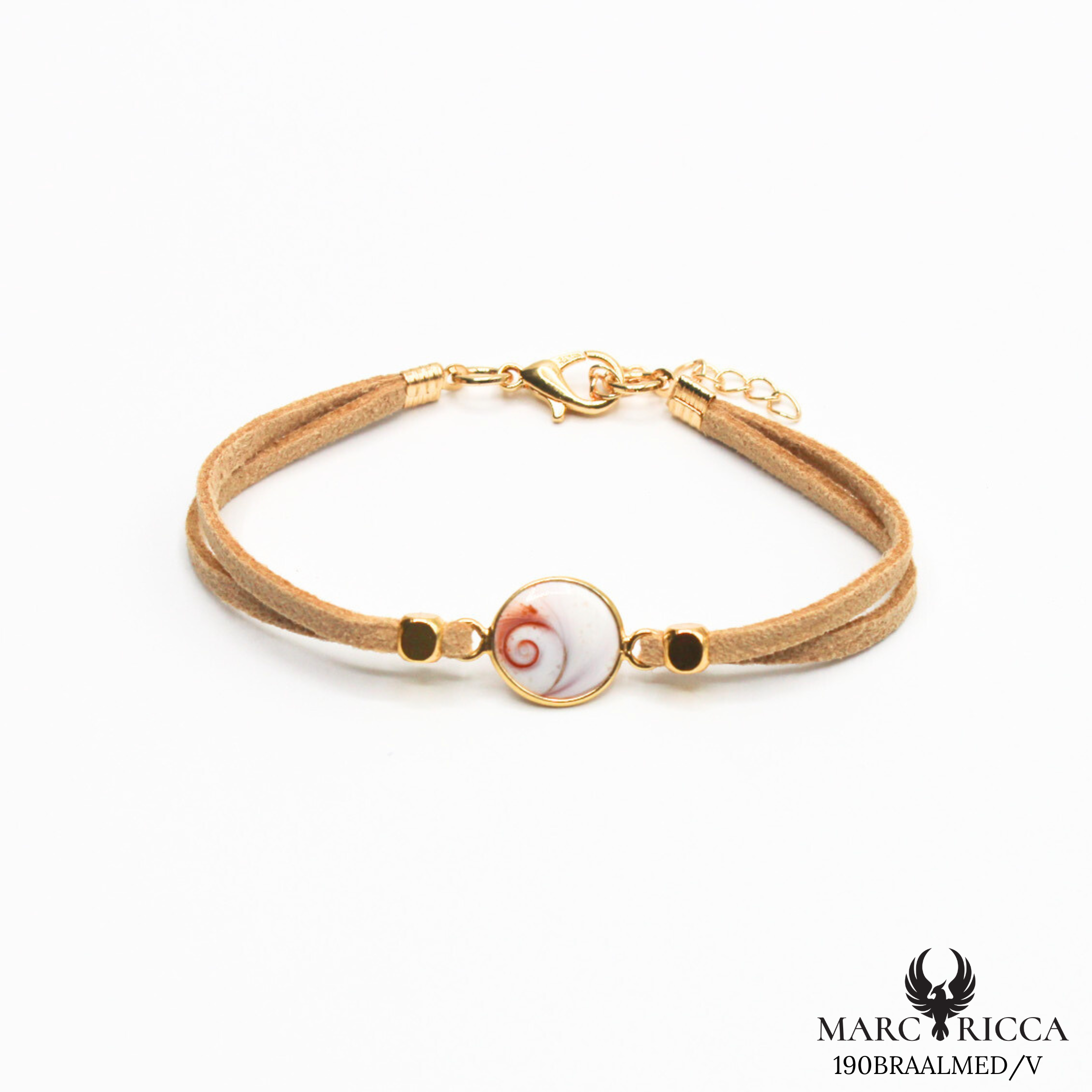Bracelet en Argent / Vermeil et alcantara avec Œil de Sainte Lucie
