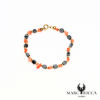 Bracelet avec corail rose et hématite en vermeil