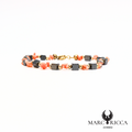 Bracelet avec corail rose et hématite en vermeil