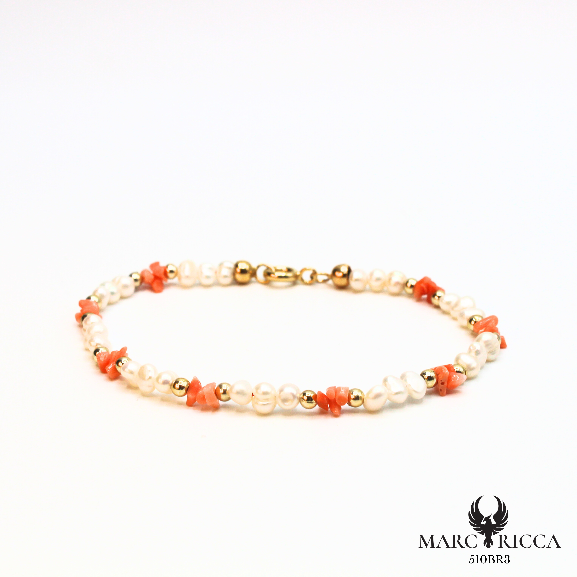 Bracelet Corail rose Cupolino & perles