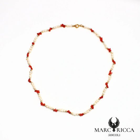 Collier corail & perles nacrées en vermeil