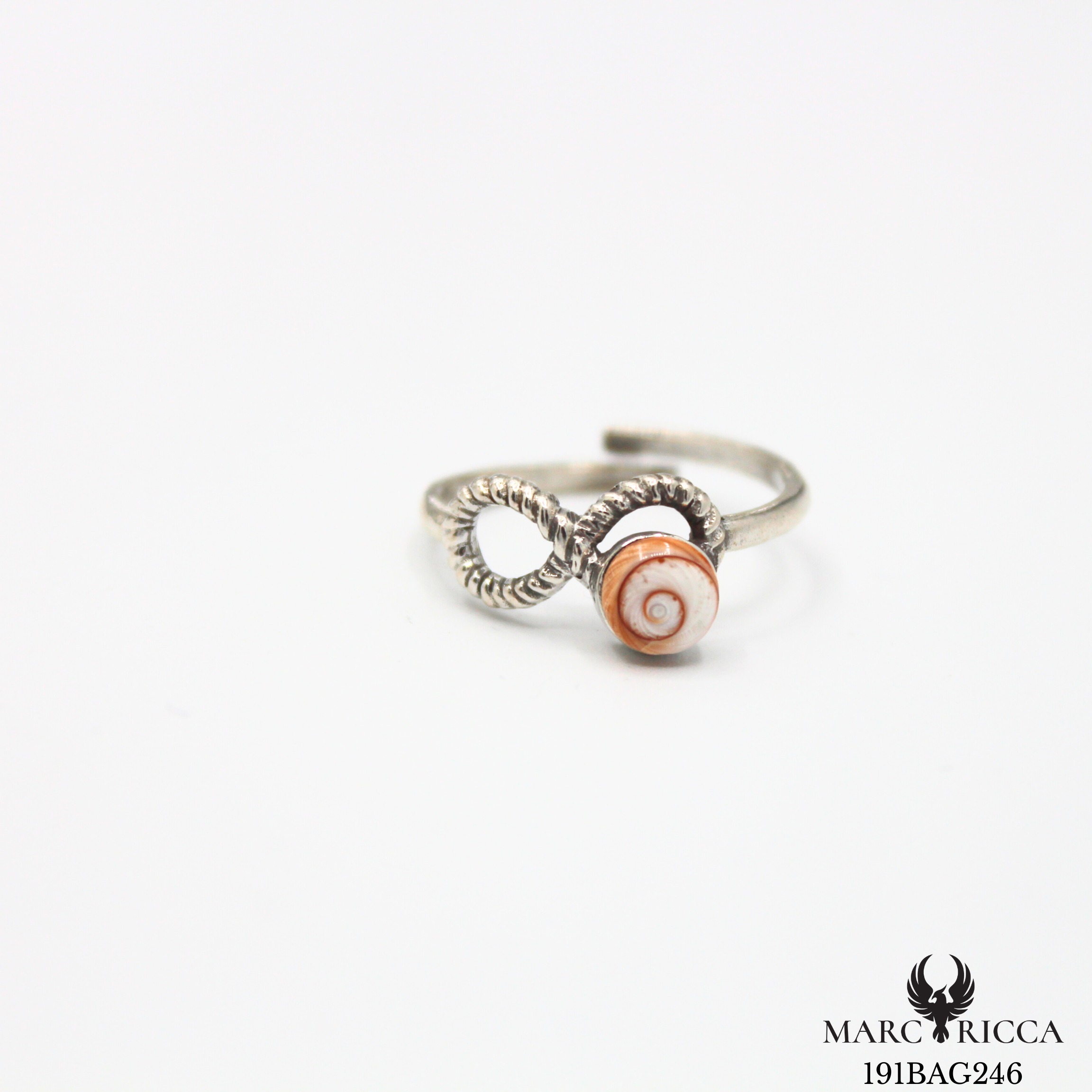 Bague infini avec Oeil de Sainte Lucie en argent ou vermeil