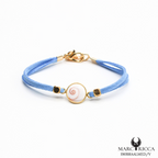 Bracelet en Argent / Vermeil et alcantara avec Œil de Sainte Lucie