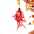 Boucles Argent Corail Frange & Cristal Noir