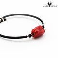 Bracelet Jonc Argent Caoutchouc & Corail