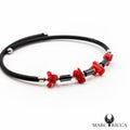 Bracelet Jonc Argent Caoutchouc Hématite & Corail