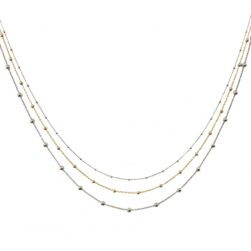 Collier trois rangs Argent et Argent doré - Valenzi