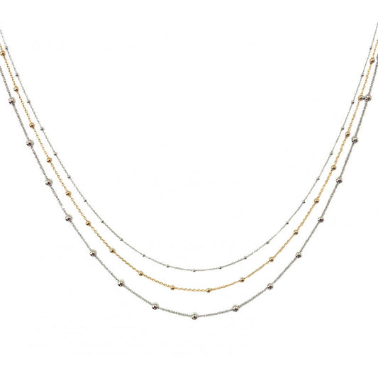 Collier trois rangs Argent et Argent doré - Valenzi
