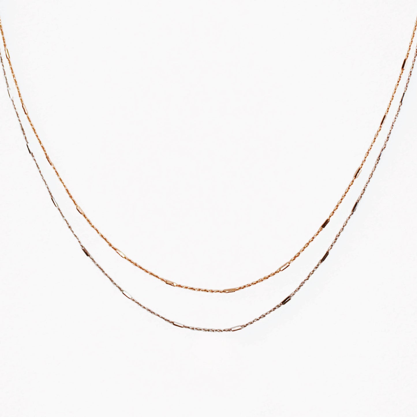 Collier deux rangs Argent et Argent rosé - Valenzi