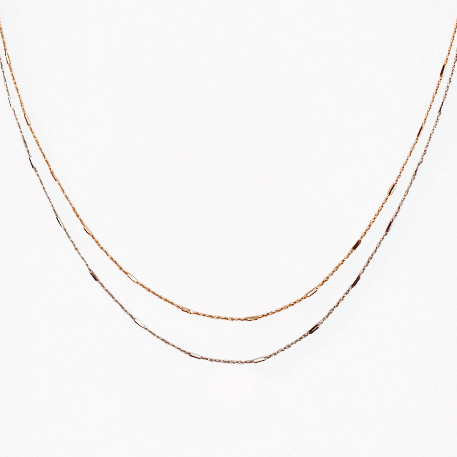Collier deux rangs Argent et Argent rosé - Valenzi