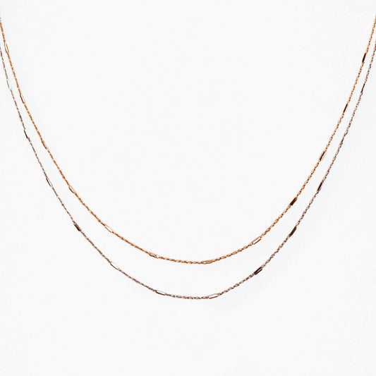 Collier deux rangs Argent et Argent rosé - Valenzi