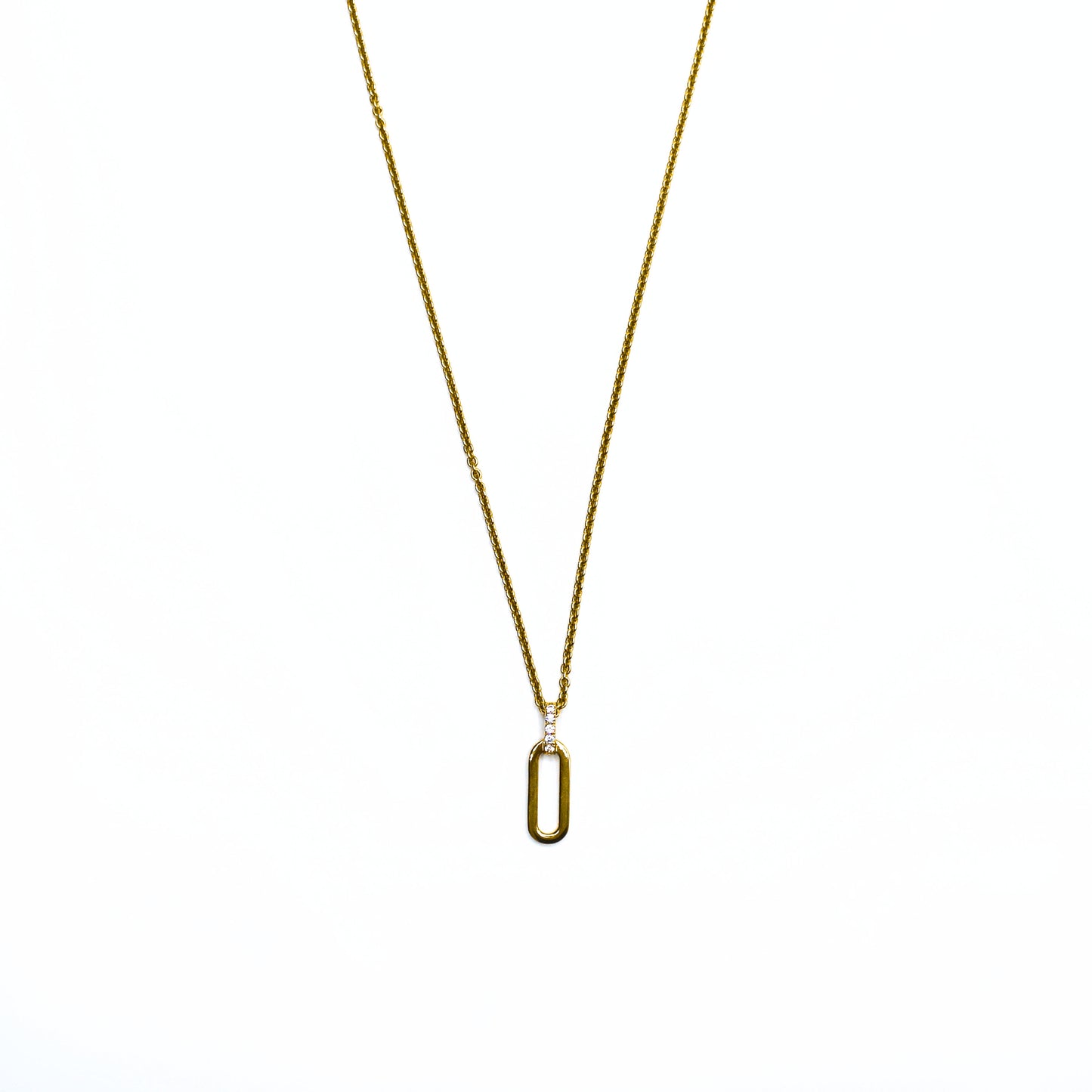 Collier Maillon Argent doré et barrette Oxydes de Zirconium - VALENZI