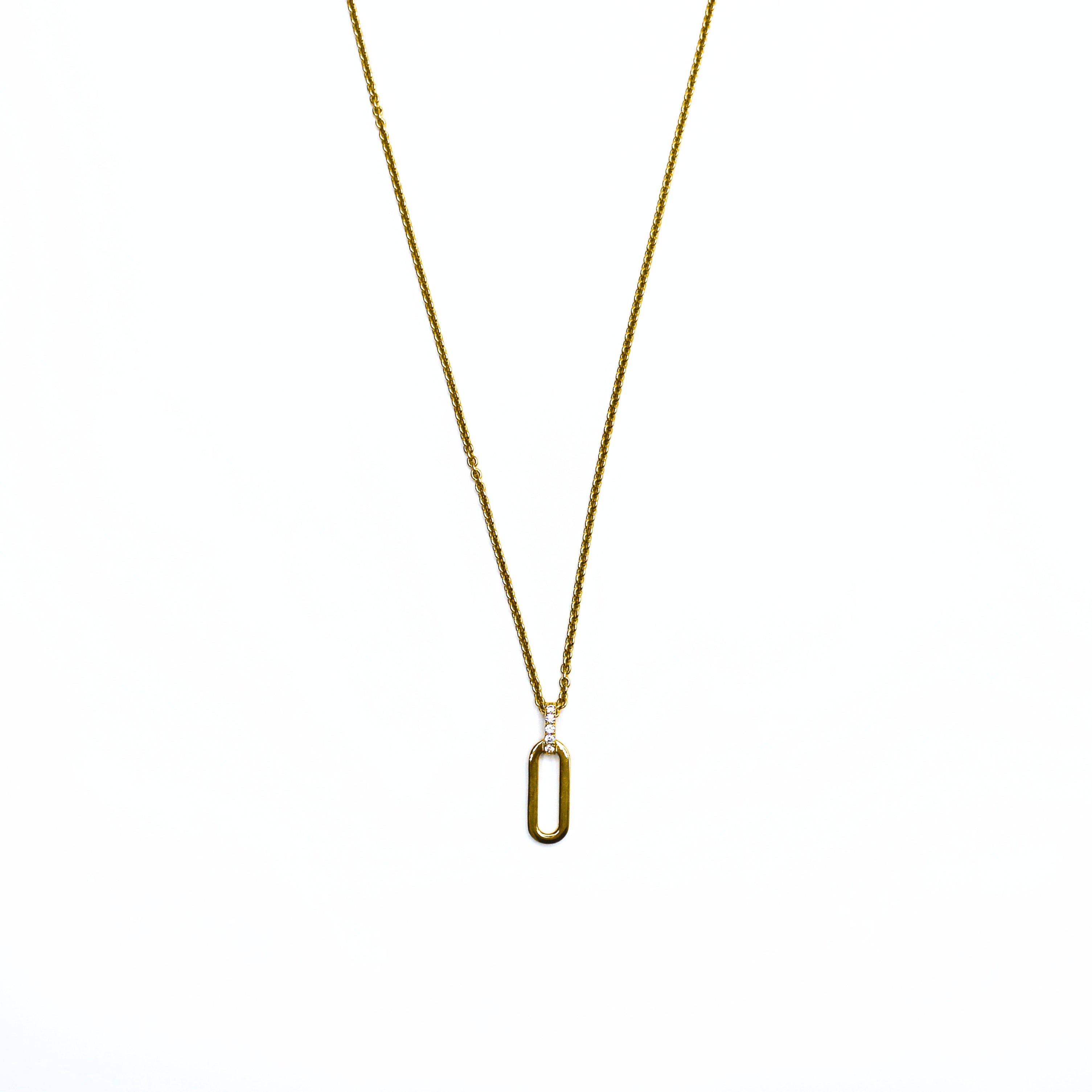 Collier Maillon Argent doré et barrette Oxydes de Zirconium - VALENZI