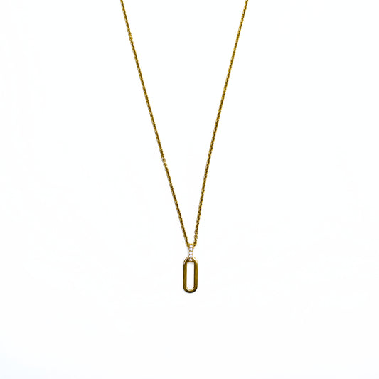 Collier Maillon Argent doré et barrette Oxydes de Zirconium - VALENZI