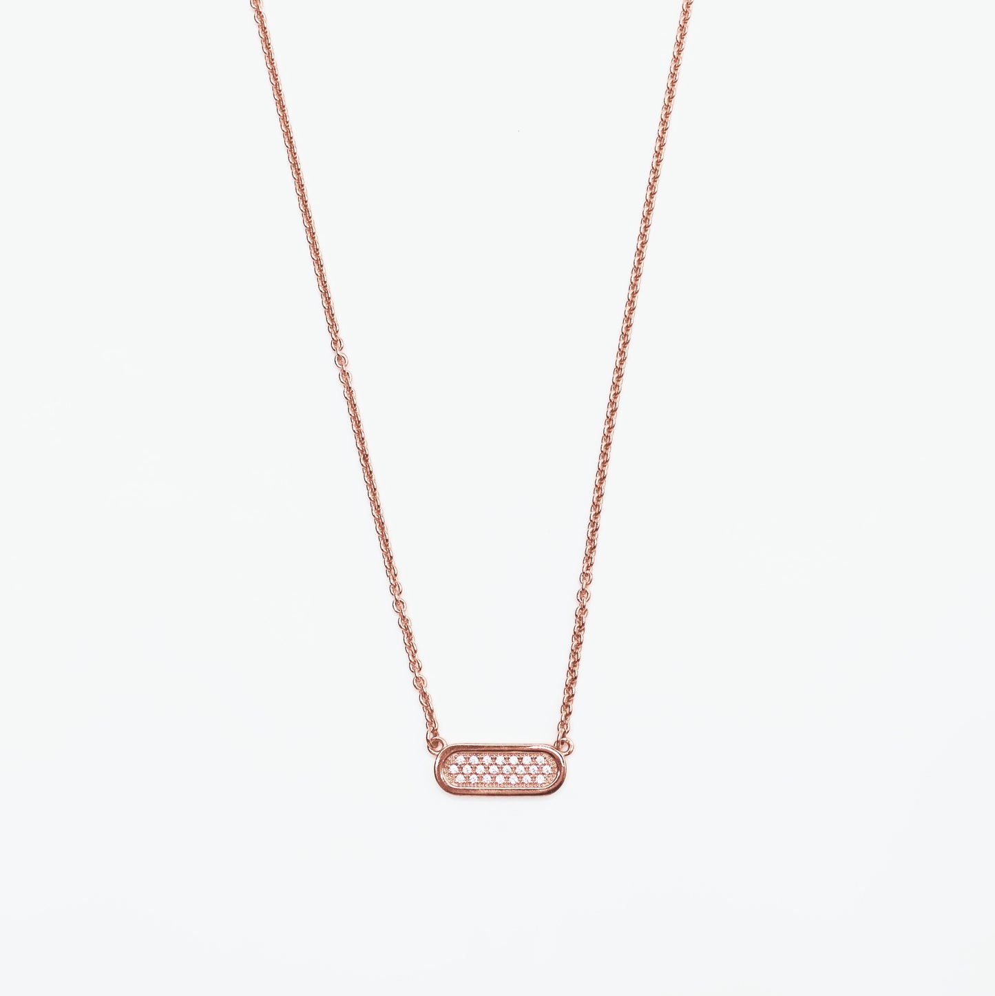 Collier Maillon plein Argent rosé et Zirconium - VALENZI