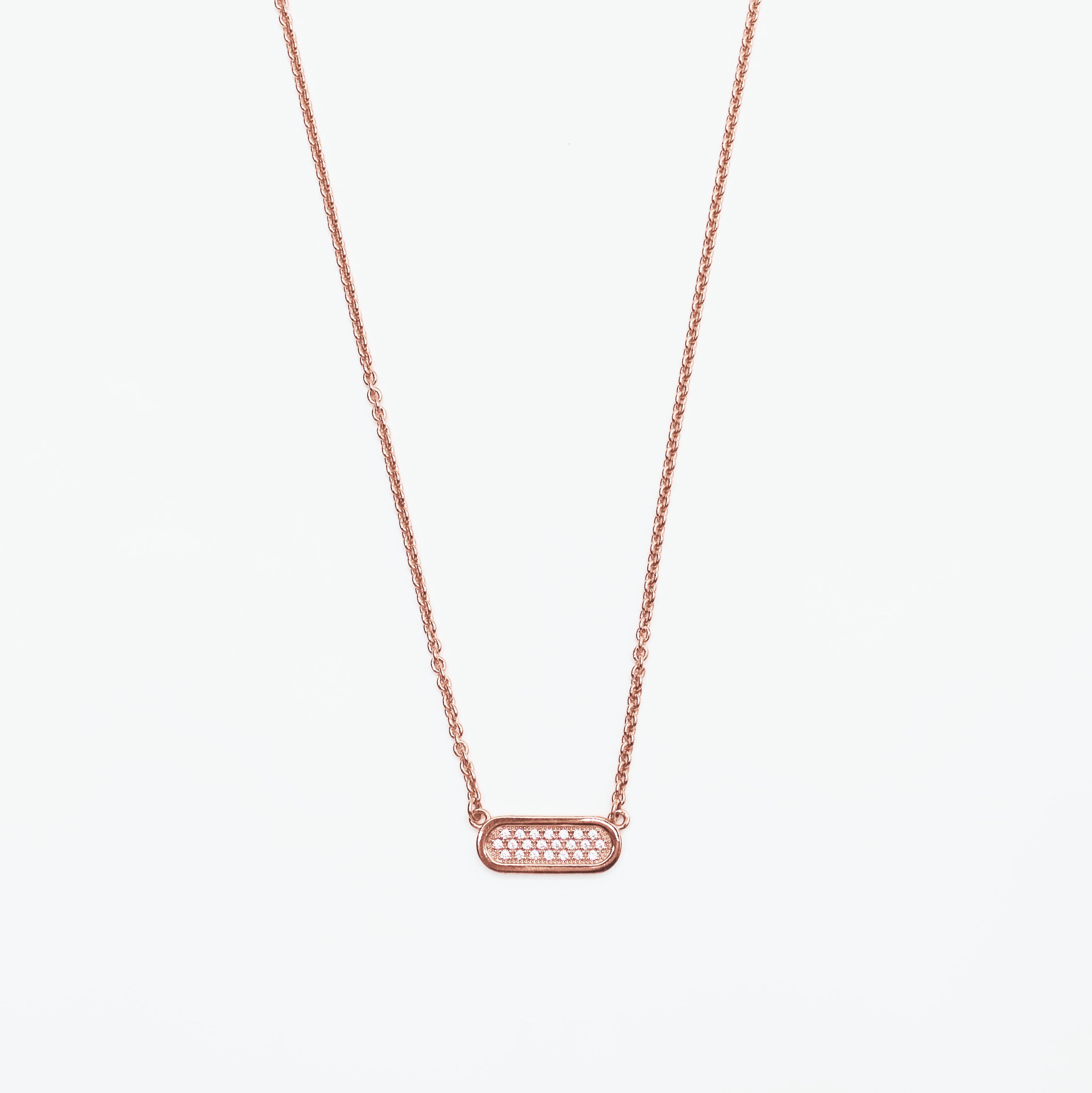 Collier Maillon plein Argent rosé et Zirconium - VALENZI
