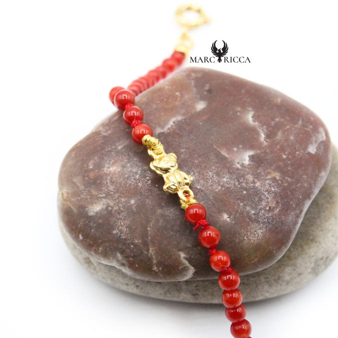 Bracelet Argent Corail Rouge et Nounours
