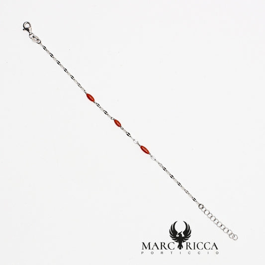 Bracelet chaîne Argent ou Vermeil, Corail grains de riz