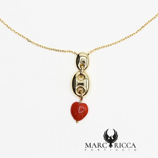 Collier Vermeil et cœur Corail