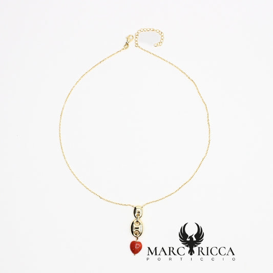 Collier Vermeil et cœur Corail