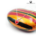 Collier Argent Cœur Corail Rouge