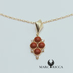 Collier losange en Vermeil, Corail et Zircon
