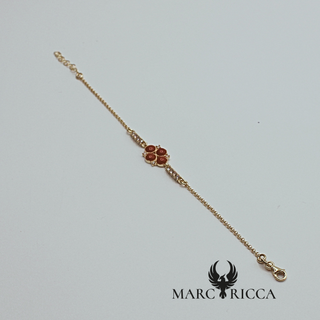 Bracelet losange en Vermeil Corail et Zirconium