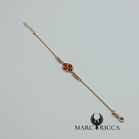 Bracelet losange en Vermeil Corail et Zirconium