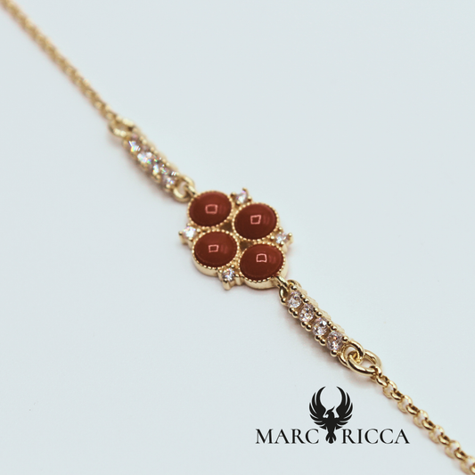Bracelet losange en Vermeil Corail et Zirconium