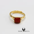 Bague réglable carrée Vermeil et Corail