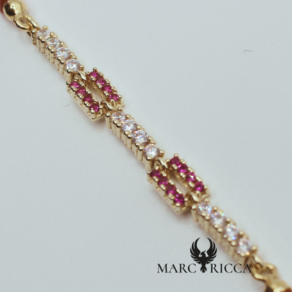 Bracelet Vermeil, Corail tube et Zircinium rose