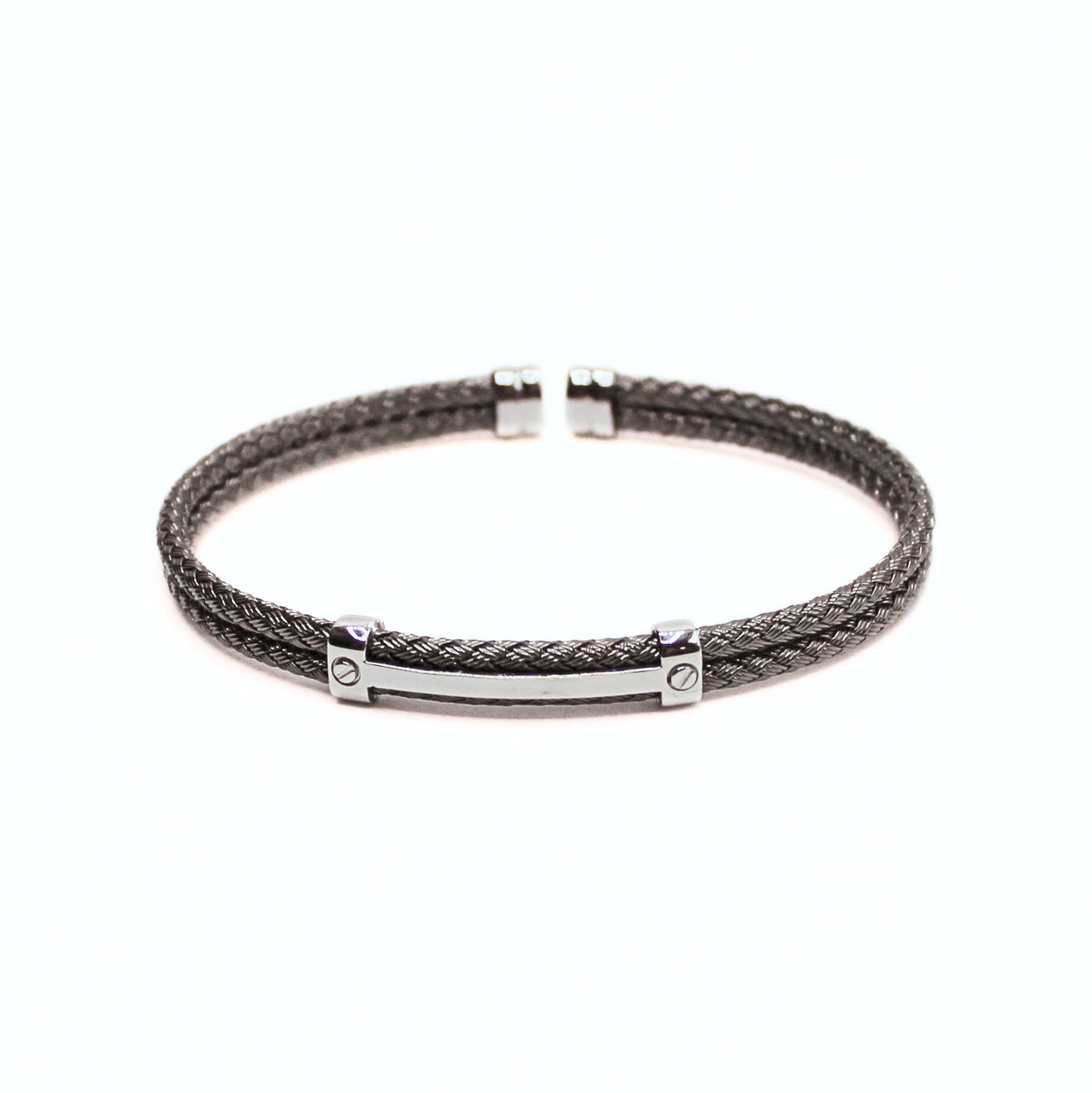 Bracelet Argent tressé, motif barrette - Valenzi