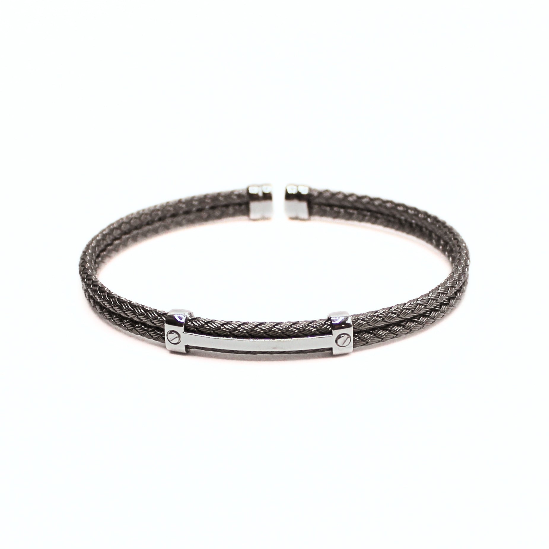 Bracelet Argent tressé, motif barrette - Valenzi
