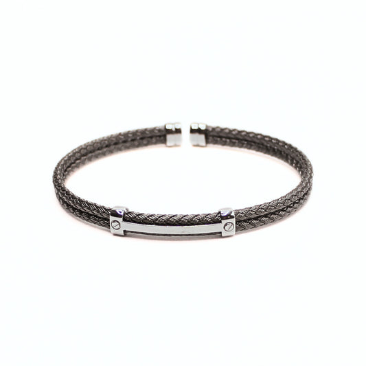 Bracelet Argent tressé, motif barrette - Valenzi