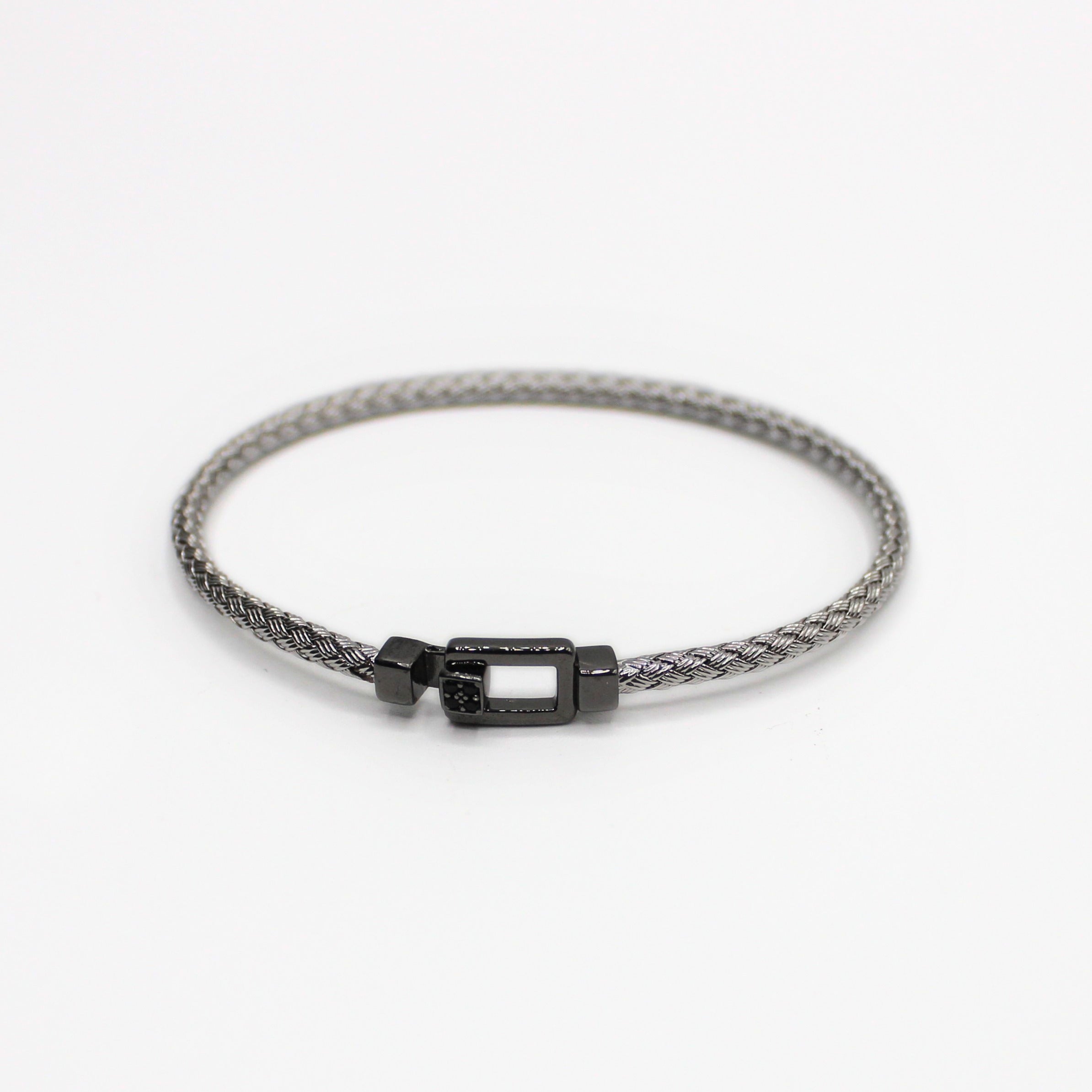 Bracelet Argent tressé, motif crochet - Valenzi